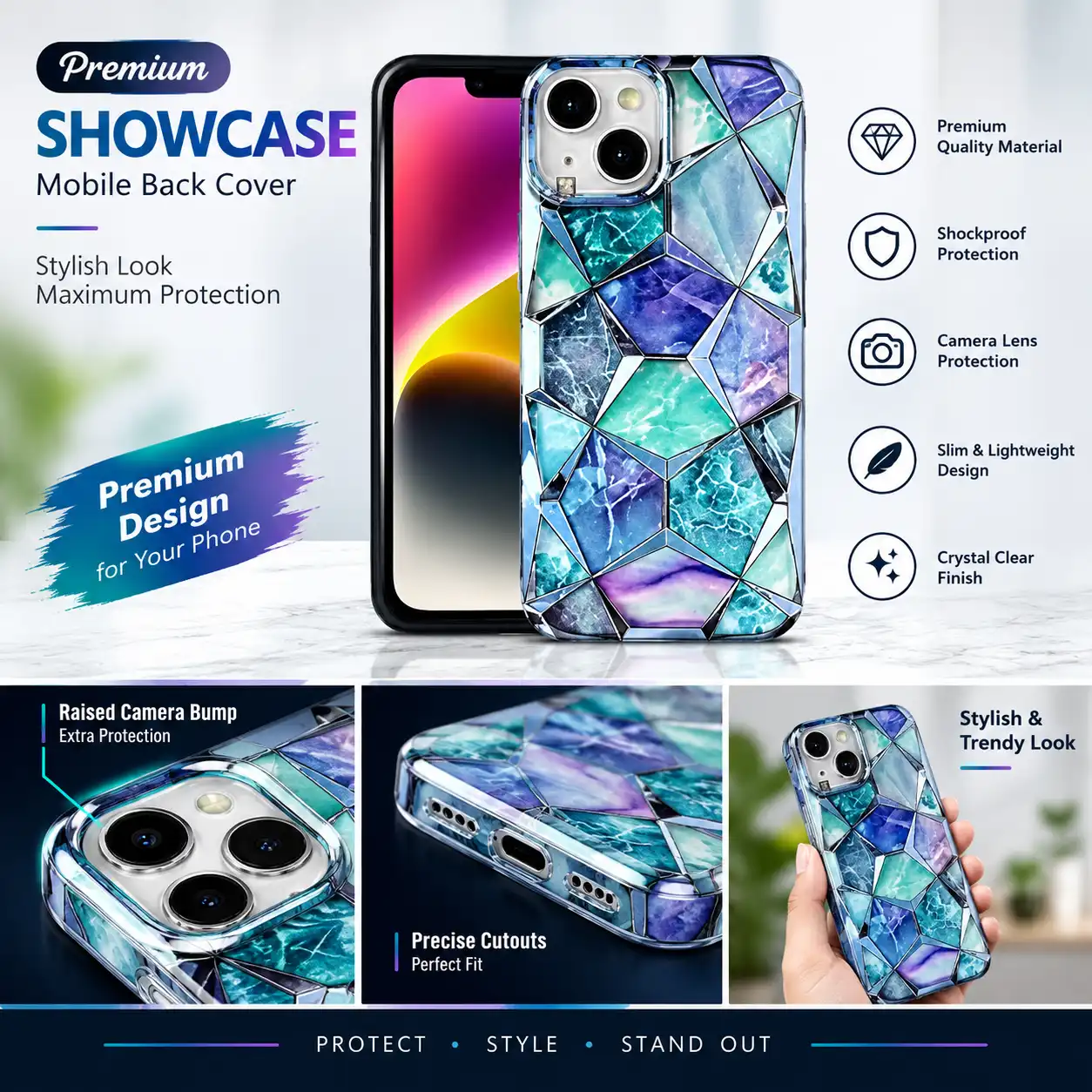 3D Diamond Case With Camera Protection